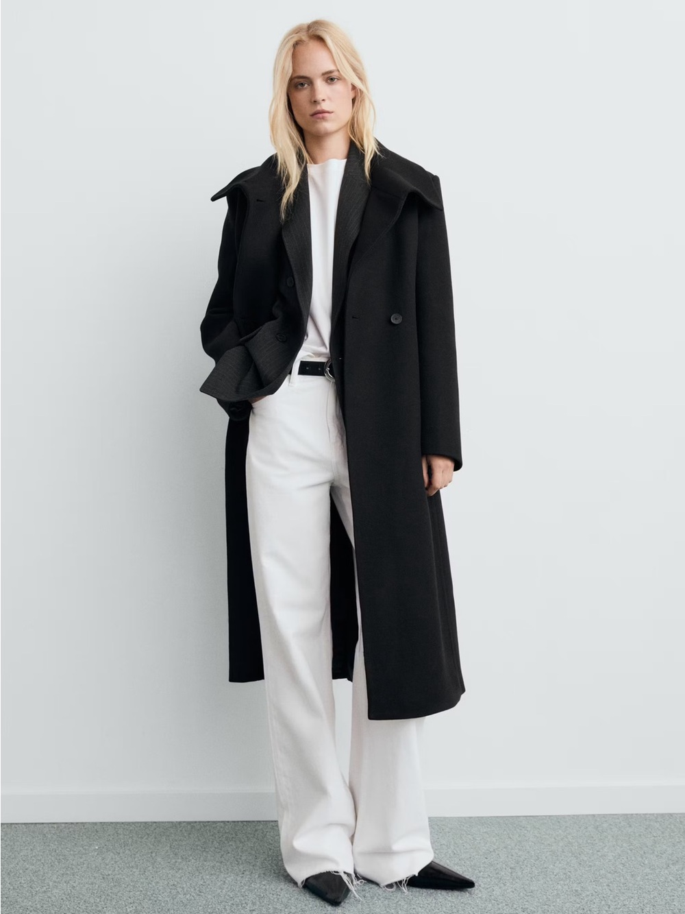 NWT (size L) Mango MANTECO WOOL COAT WITH BELT